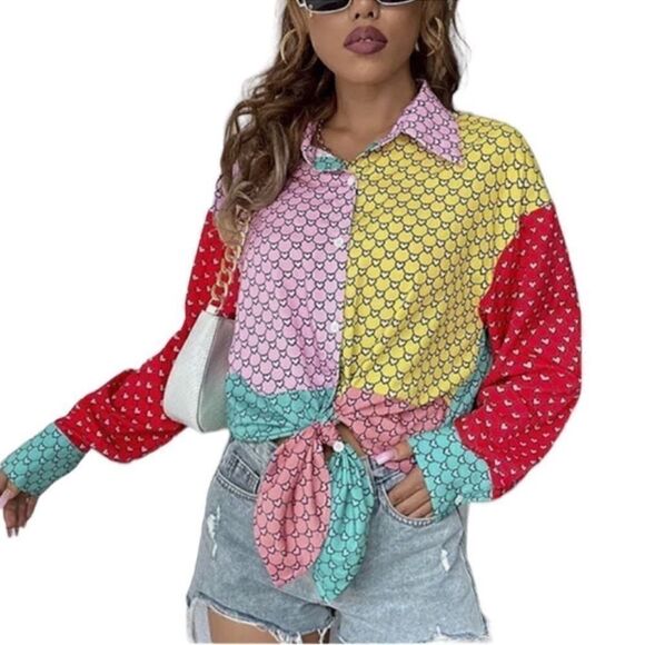 Shein Large Button Down Printed ShirtSize Large) - Picture 6 of 8